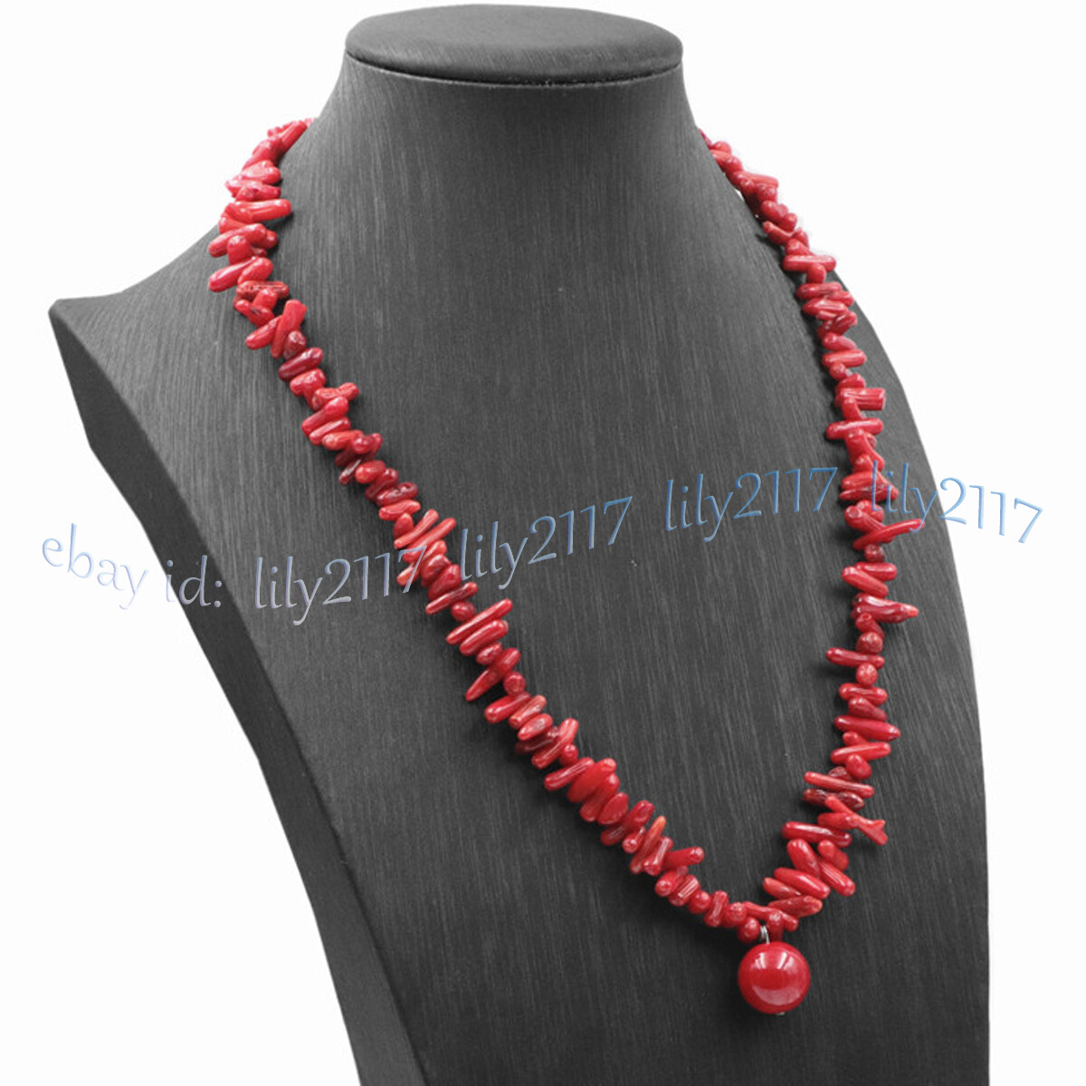 Natural 3-10mm Red Coral Gems Irregular Chips Gravel Beads Pendant Necklace 18”