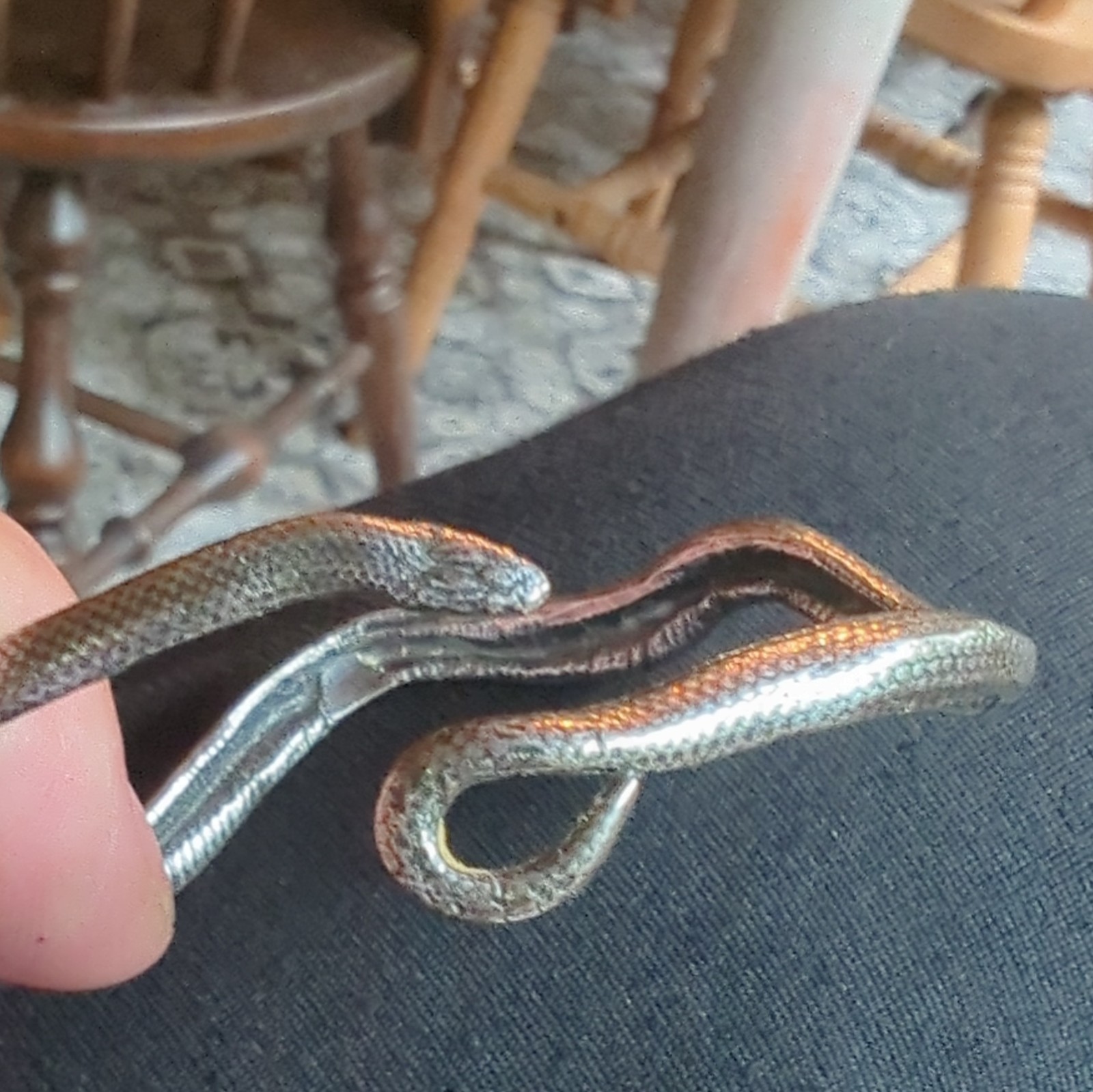 Silver Tone Textured Snake Cuff Bracelet, Metal Animal & Insects Theme