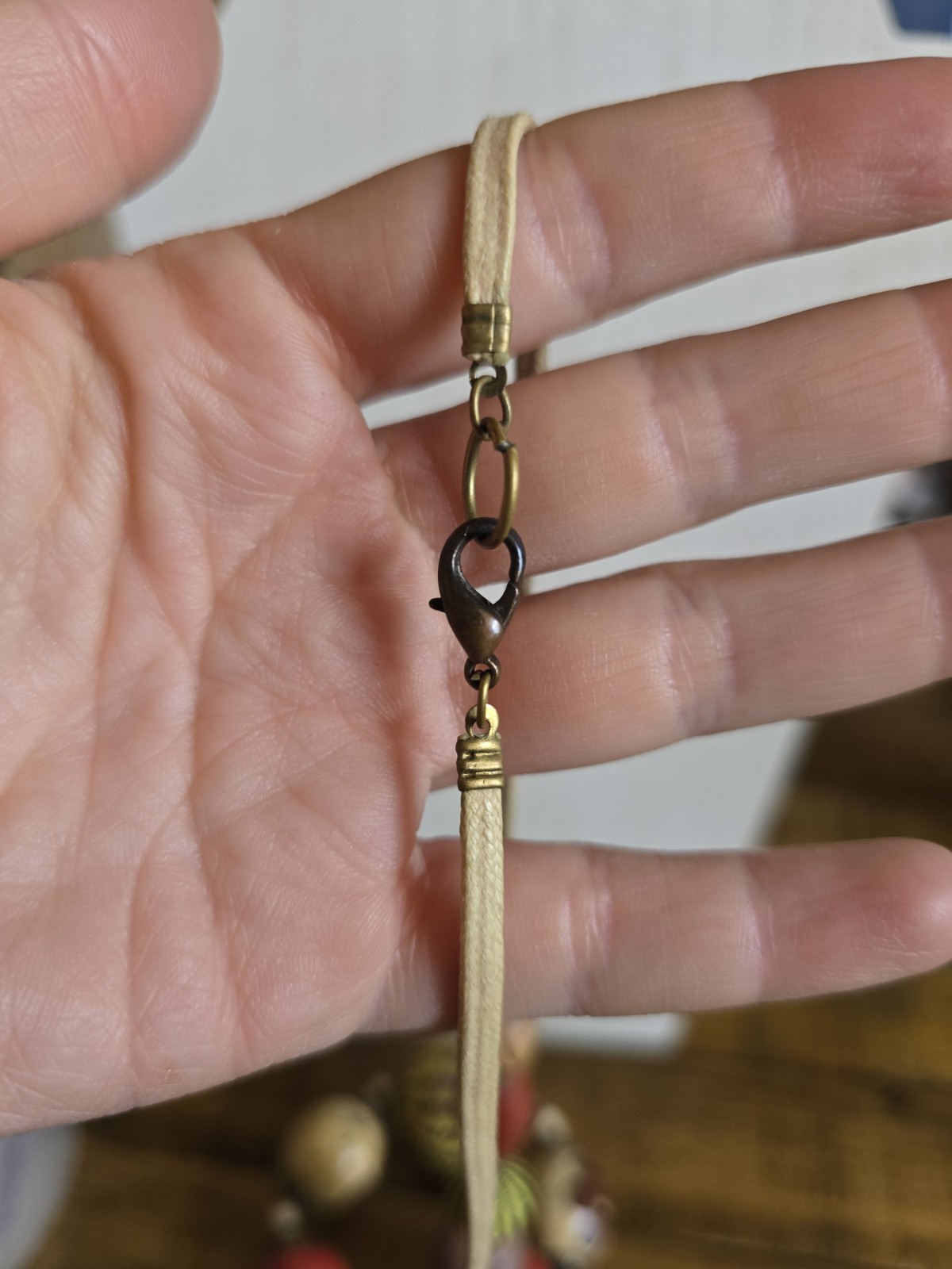 Boho NECKLACE Graduated Wooden & Woven Beads Hand Carved Painted Tribal Natural