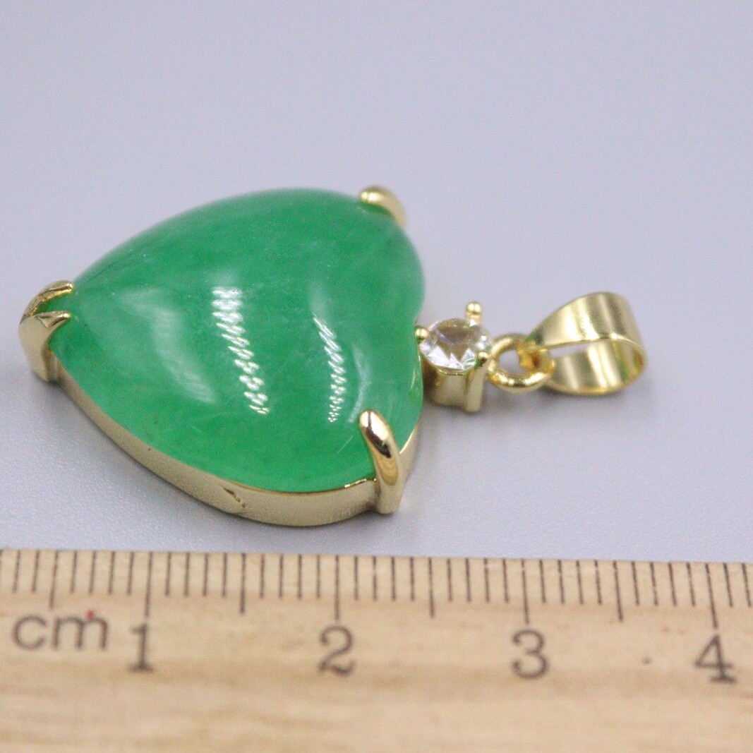 GP Heating Jade Pendant For Women Female Gold Lace Green Heart Lucky Charms