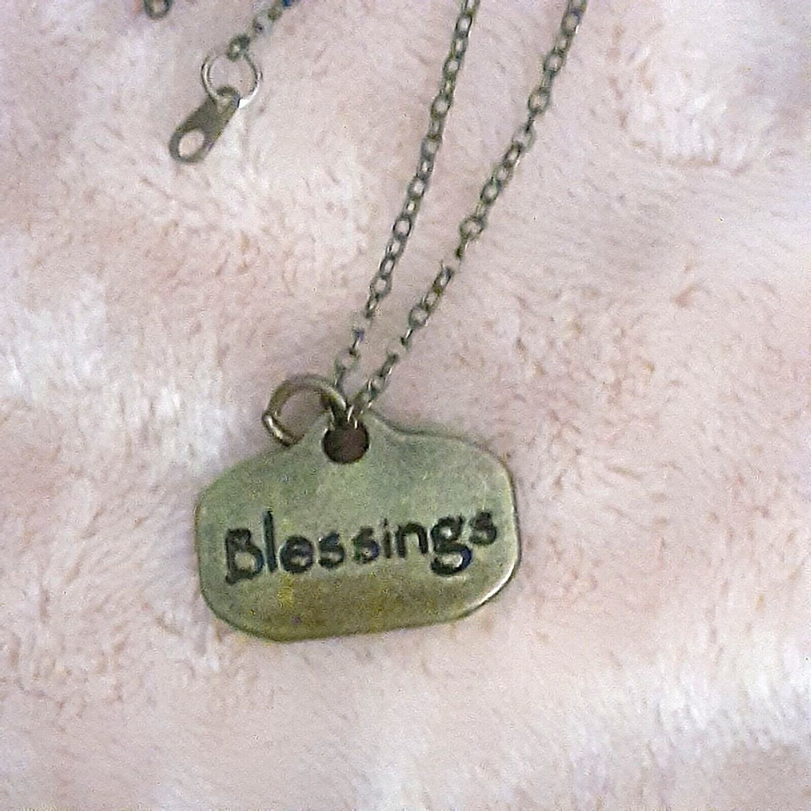 Brass Tone Antiqued Finish Tiny Blessings Pendant 24″ Necklace