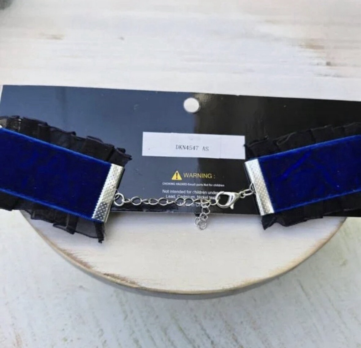 {NWT} Widow Blue Velvet Victorian Choker Crystal Accents & Chain Details