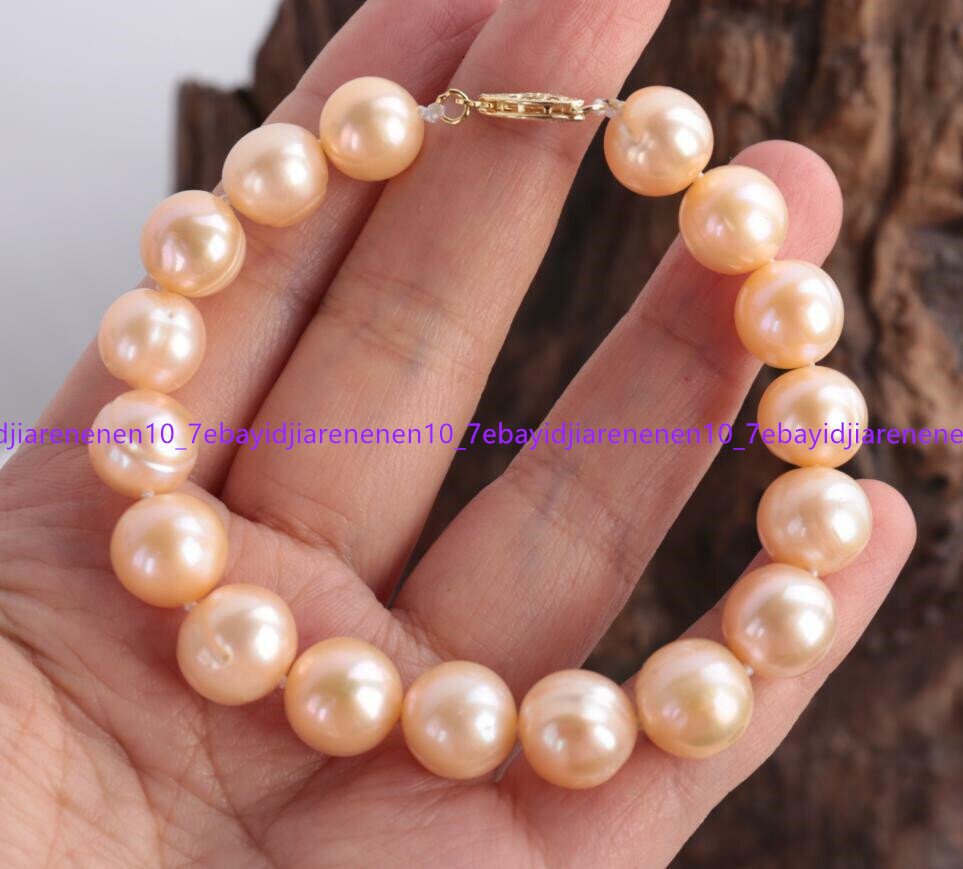 Genuine Natural 11-12mm Pink Freshwater Cultured Pearl Bracelet 7.5 in