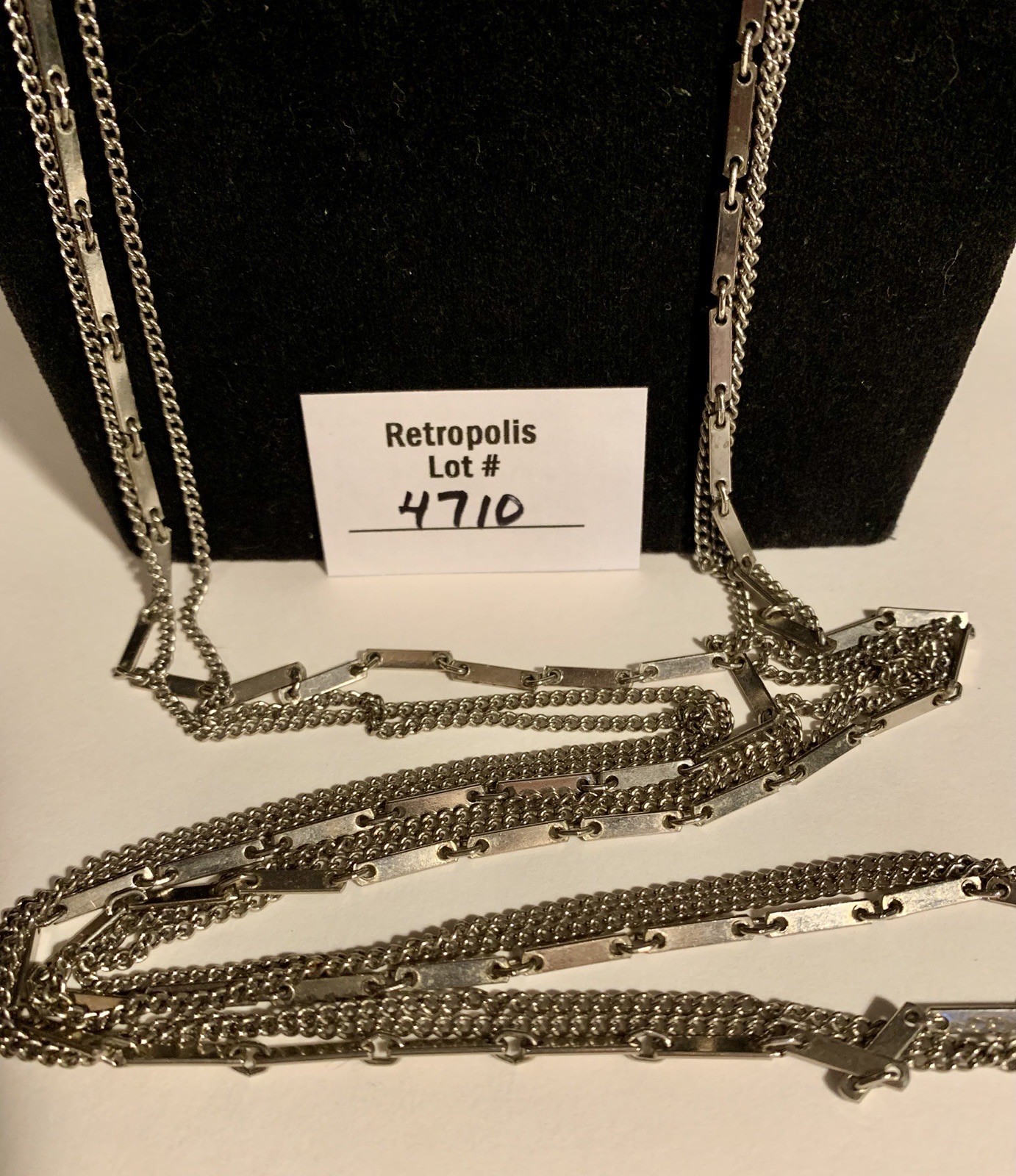 Multi 3 Strand Park Lane Statement Necklace Silver Tone Vintage
