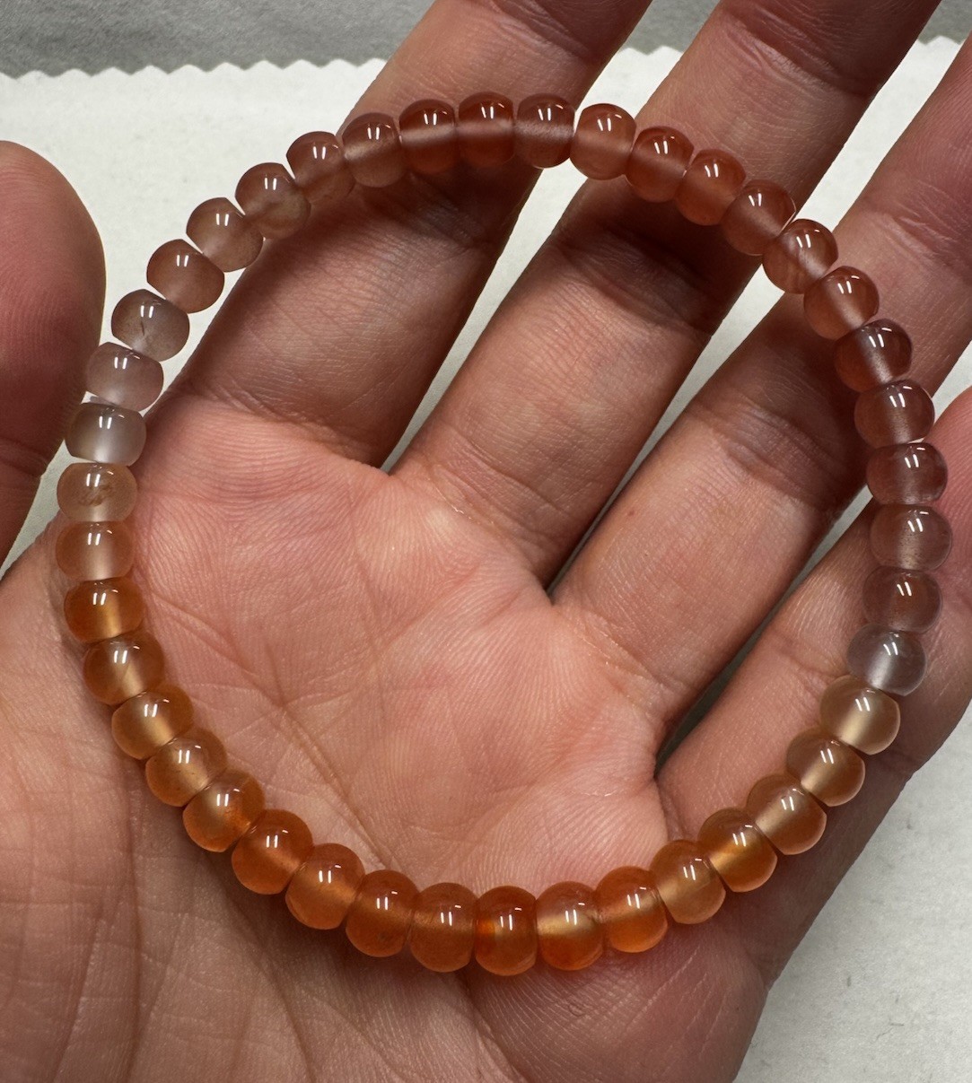 AAA 5.5mm straight cut ice beads nanhong agate Bracelet new in box 7” freeship