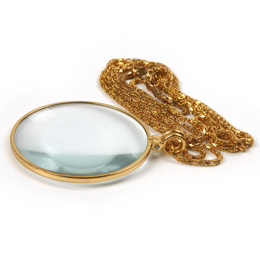5x Magnifier Jewelry Lens Pendant Loupe Chain Monocle Necklace Magnifying Glass