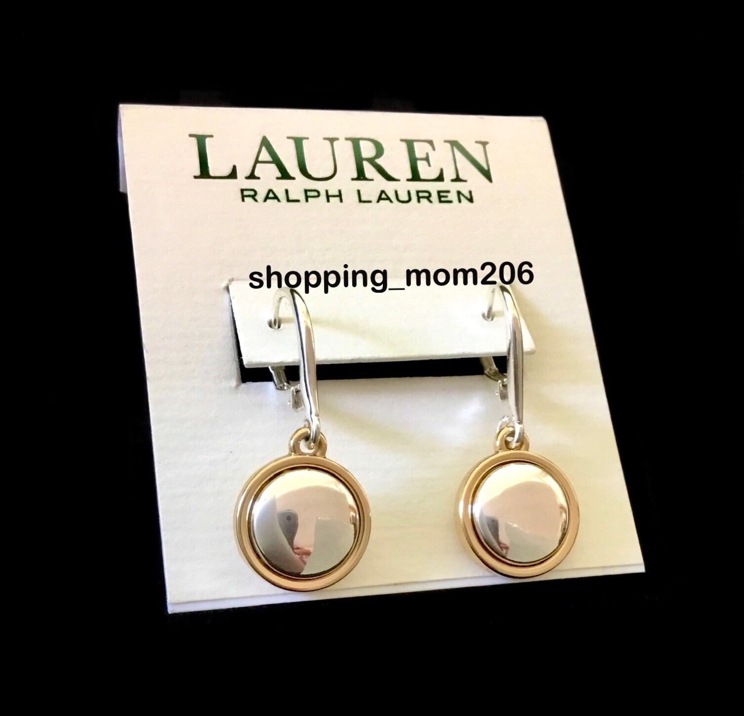 Lauren Ralph Lauren Two Tone Button Drop Earrings