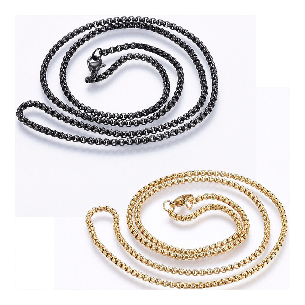 304 Stainless Steel Box Chain Necklace Lobster Gunmetal 23.5″ 2.5×2.5mm  A393