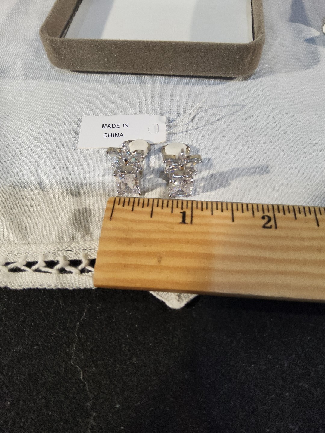 Nolan Miller Everlasting Flower Crystal Rhinestone Clip On Earrings Silver Tone