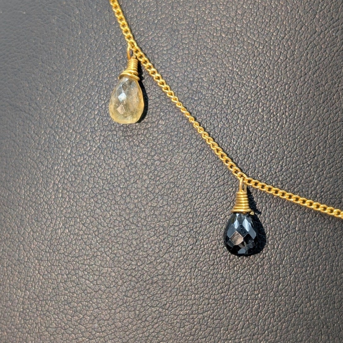 925 Sterling Vermeil Made in Bali Semi-Precious Gemstone Briolette Necklace