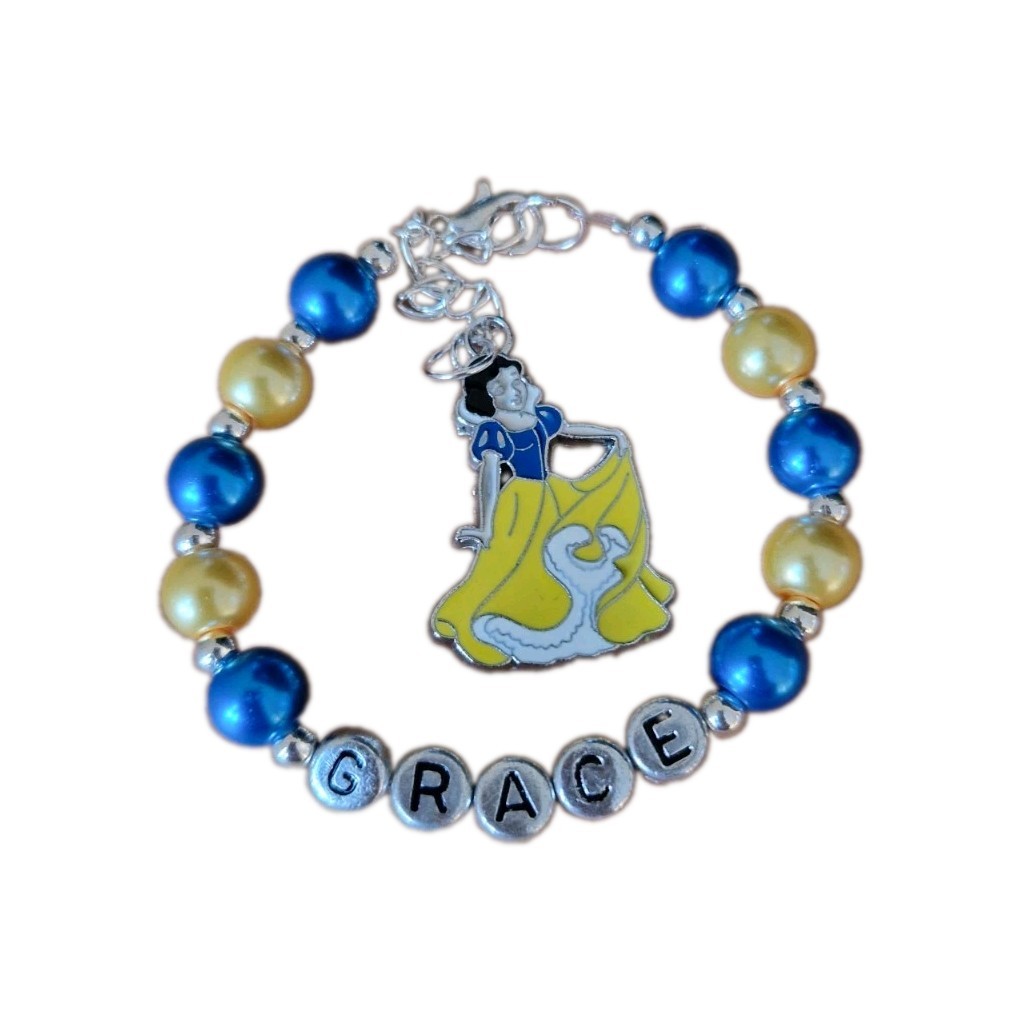 Handmade Personalised Disney Princess Snow White Bracelet. Made To Order.