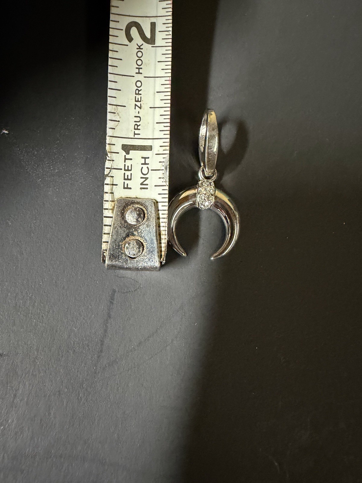 Sterling Silver 925 Crescent Moon Charm Pendant w/Clear CZ and enhancer bail