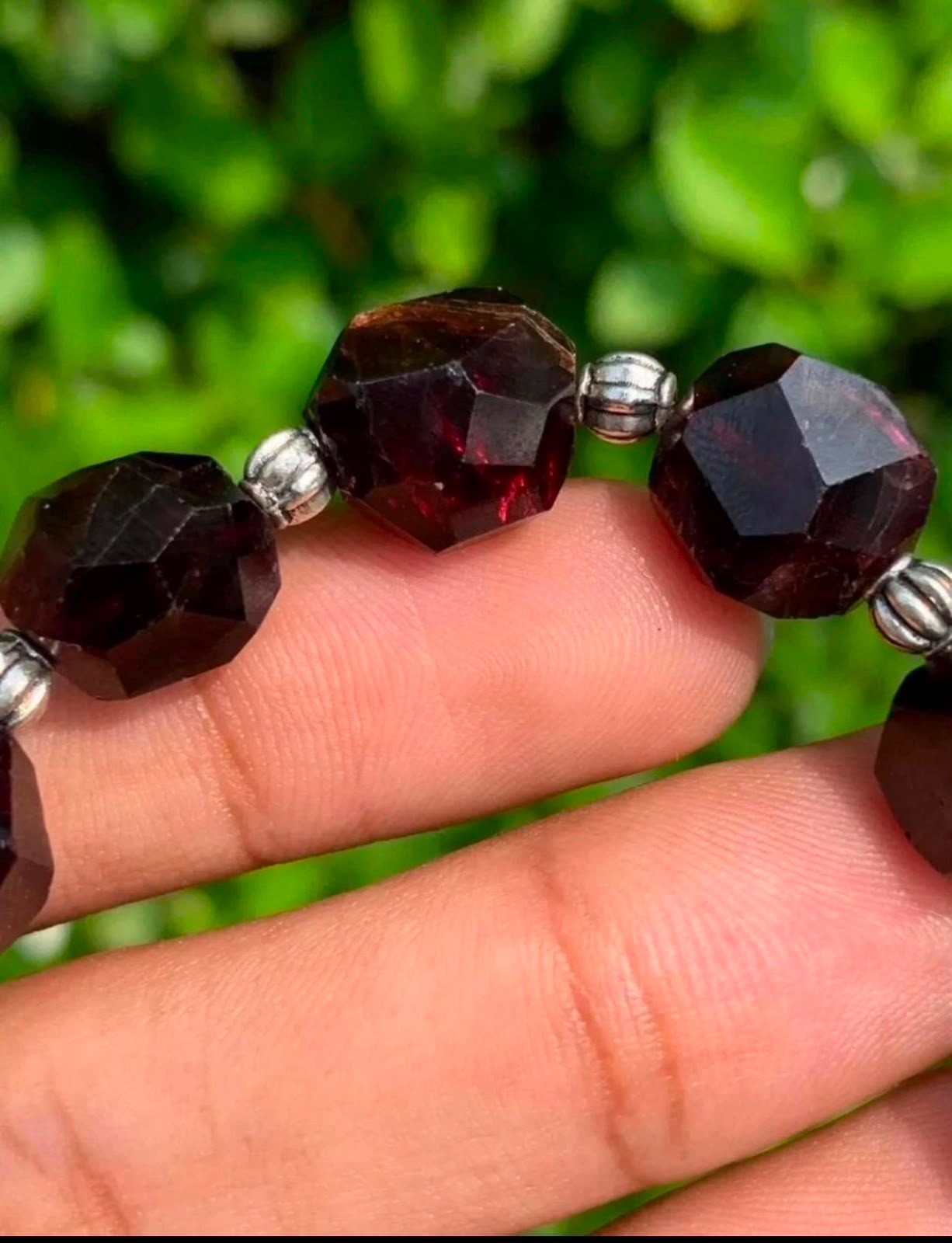 Raw Almandine Garnet Chunk Bracelet Natural Handmade January Birthstone Gift