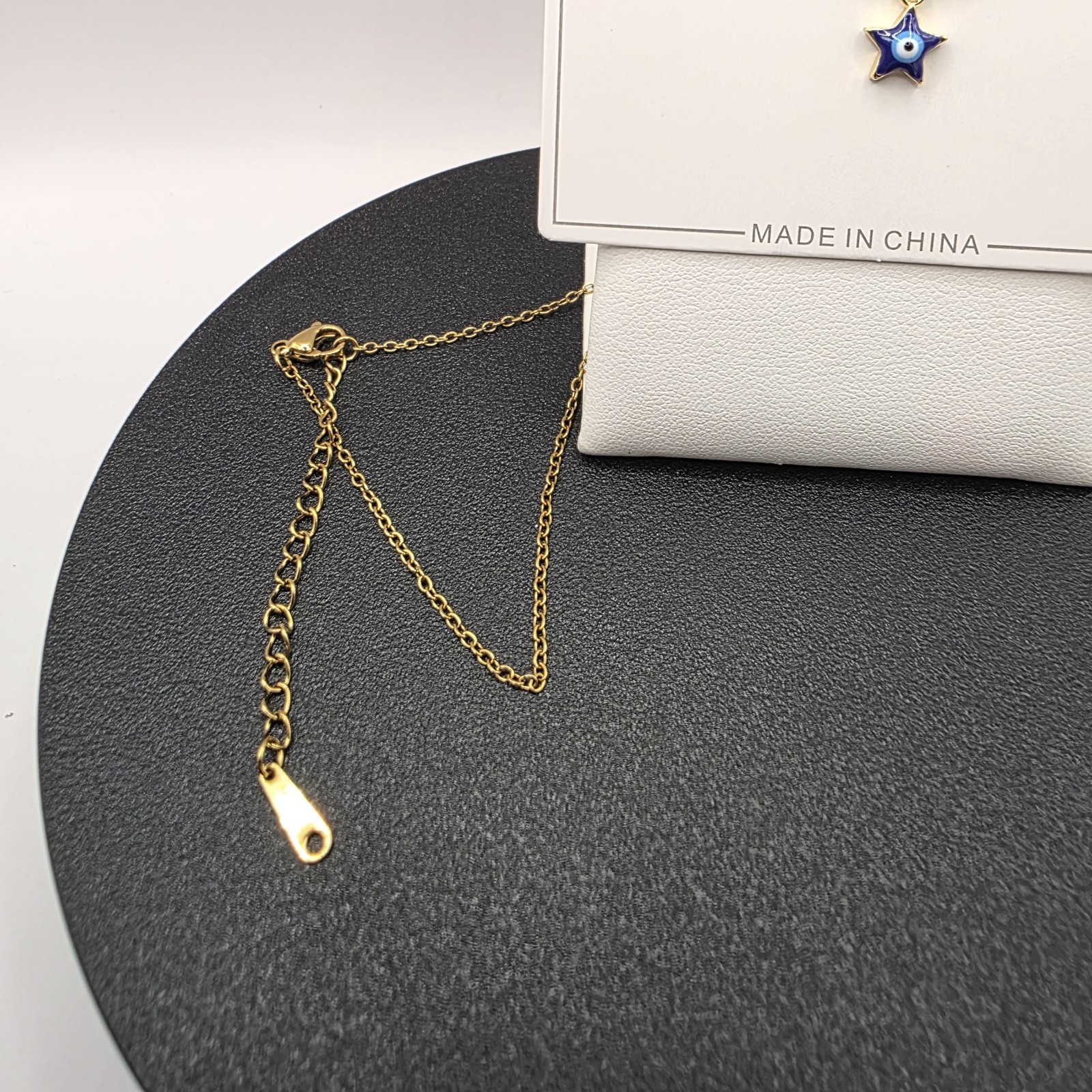 Stainless Steel Copper Plated 16″Necklace w/30mm Crescent Star Moon & Evil…