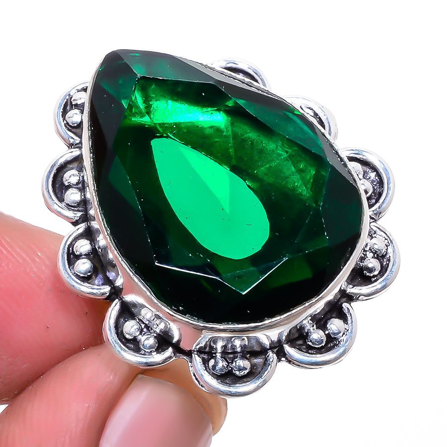 Chrome Diopside Gemstone 925 Silver Plated Jewelry Ring s.6.5 M1566
