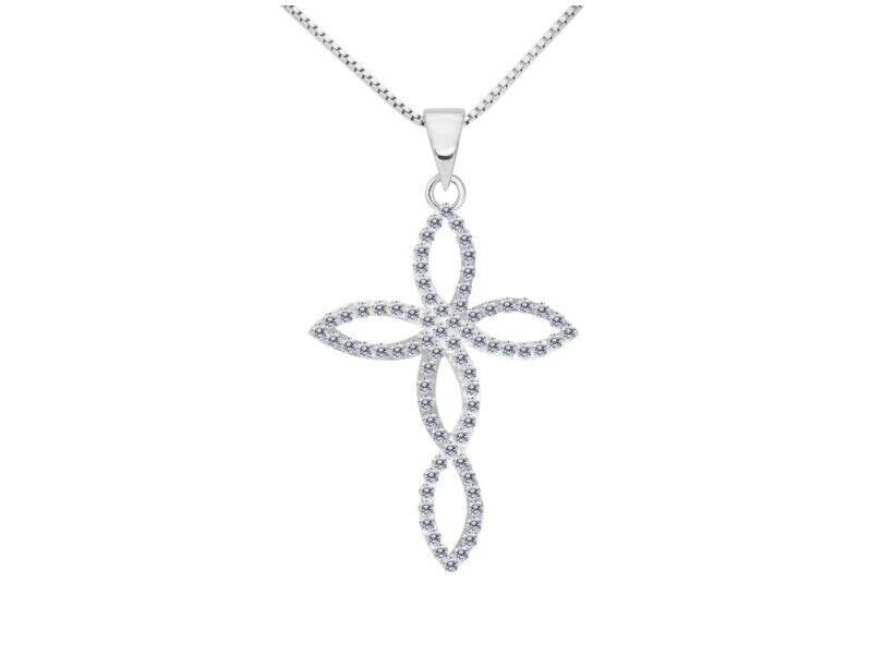 Sterling Silver Infinity Cross Pendant Necklace Women Jewelry Fashion 925 Gift