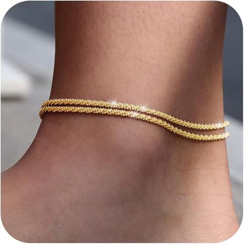 Adjustable Layered Anklet Bracelets Glitter Beach Anklet Jewelry for Women Gifts