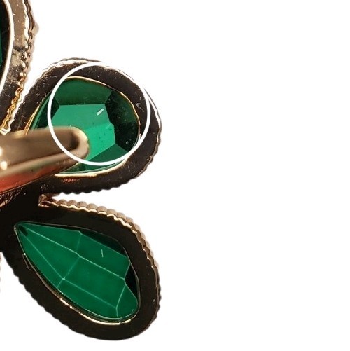 Estate Gold-Tone Green Coated Glass & Pink Spinel Flower Ring Size 6 (Approx.)