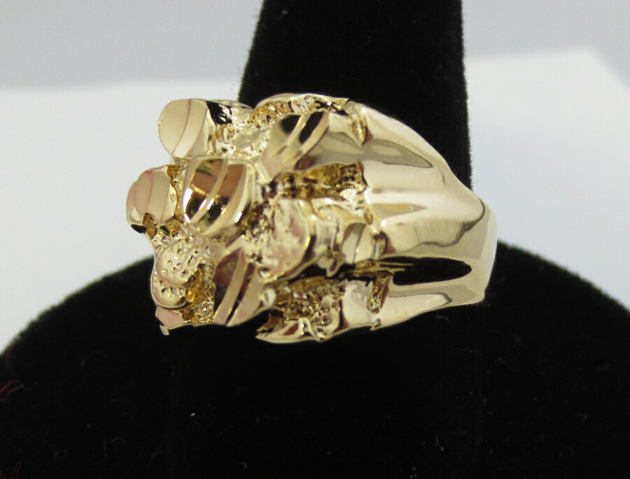 SIZES 5-11 MENS 14KT GOLD PLATED SQUARED OFF STYLE NUGGET BLING RING STYLE R2