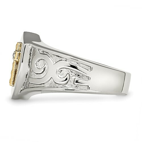 *BRAND NEW* Chisel Polished 10K Gold Cross .02 Carat Diamond Ring SR293-10