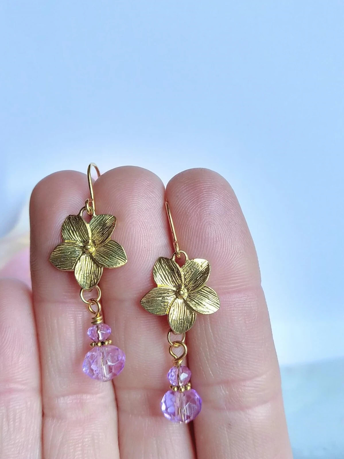 Gold Plumeria Earrings, Gold Bridal Earrings, Dainty Gold Earrings, Flower
