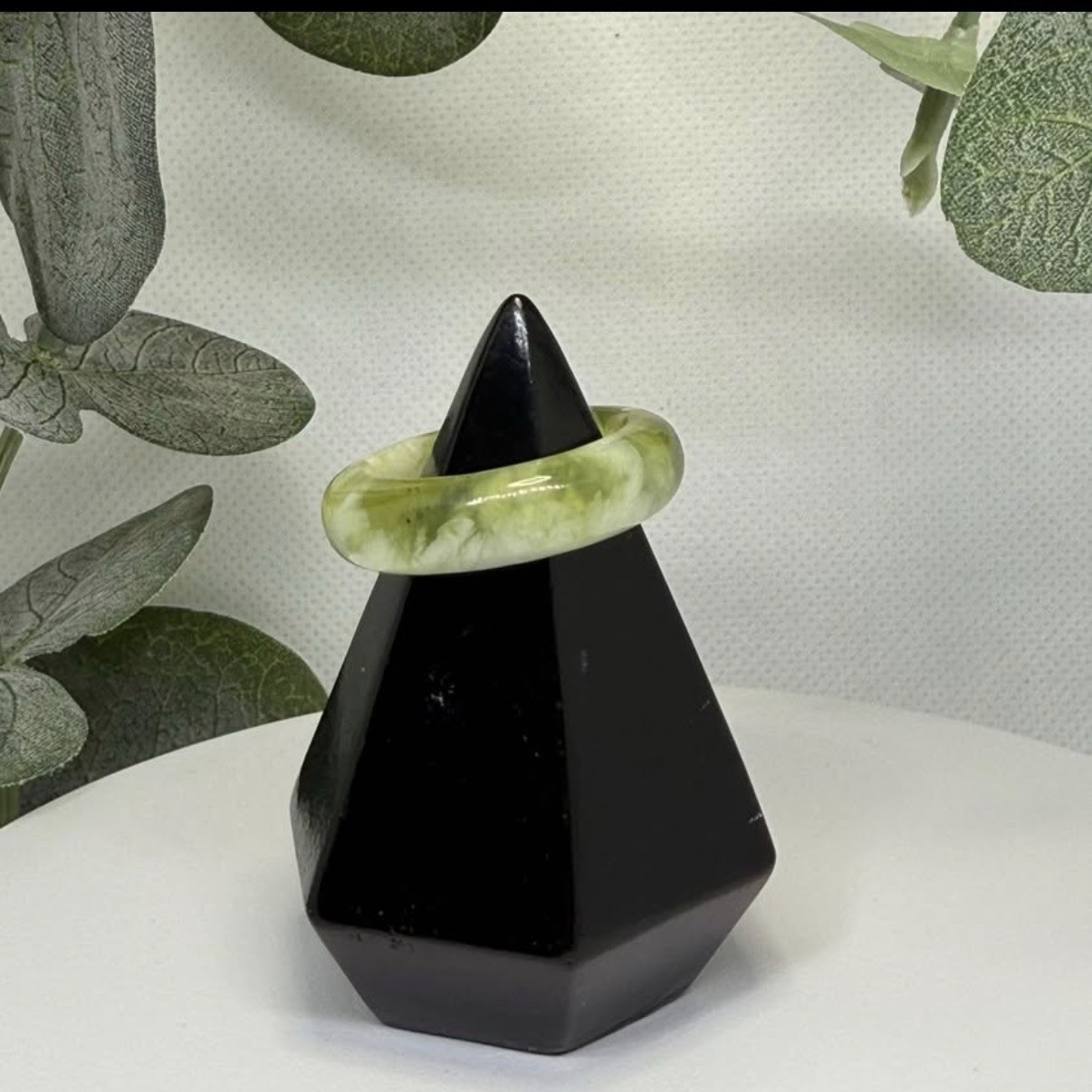 Xiu Green Jade Ring Size: 9.5 Width: 6.8MM