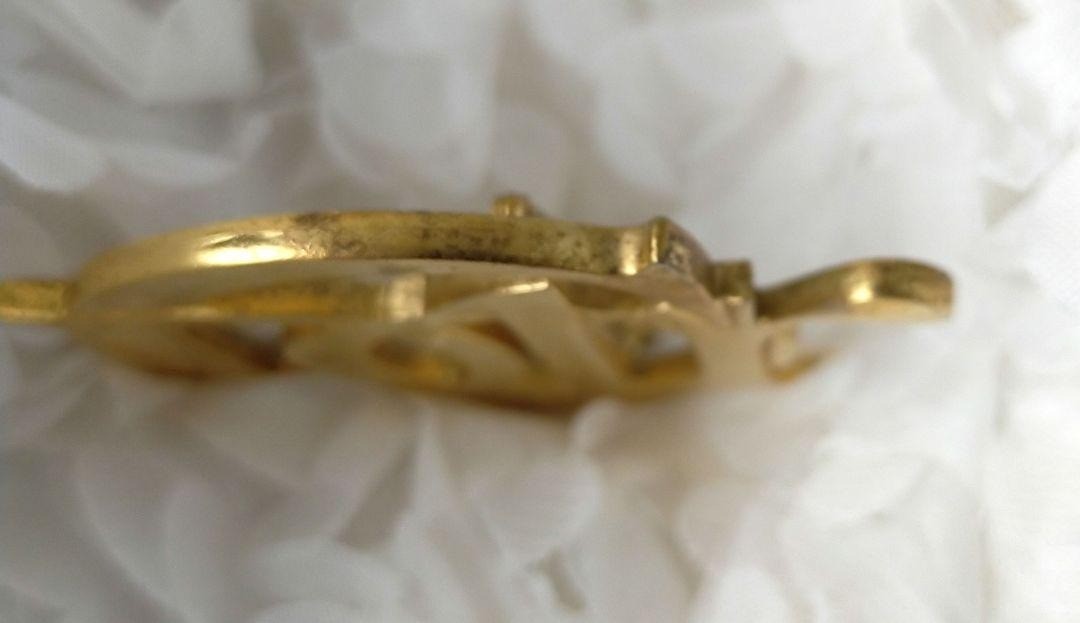 Authentic Christian Dior Vintage Logo Motif Brooch Gold Tone Plated CD