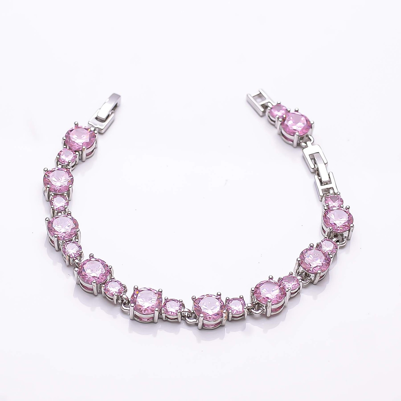 Pink Sapphire Simulated Gemstone 925 Sterling Silver Tennis Bracelet 8.99″ B55