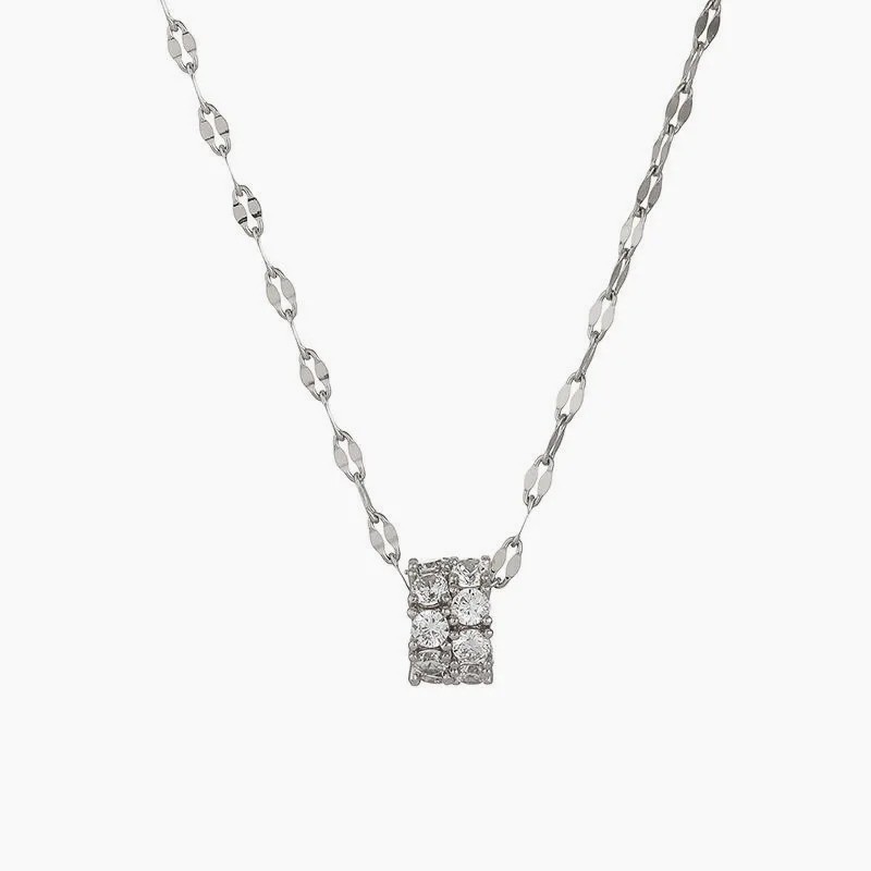 Gold Tone Pendant Necklace Stainless Steel Clavicle Chain Fashion Women Jewelry