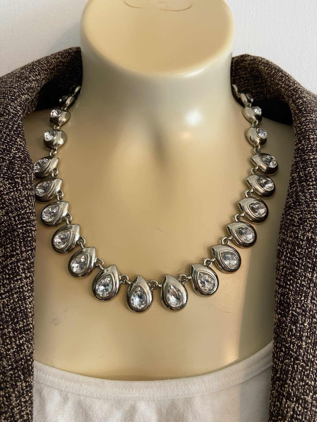 WHBM teardrop crystal statement necklace
