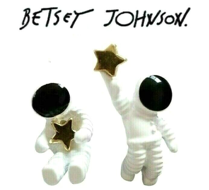 US Seller Betsey Johnson Astronaut Stud Earrings NASA Space Seahorse Crystal