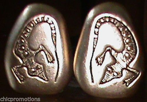 Clip Earring Gold Plate Fossil Rock Stone Vtg Look Petroglyph Hyroglific Reptile