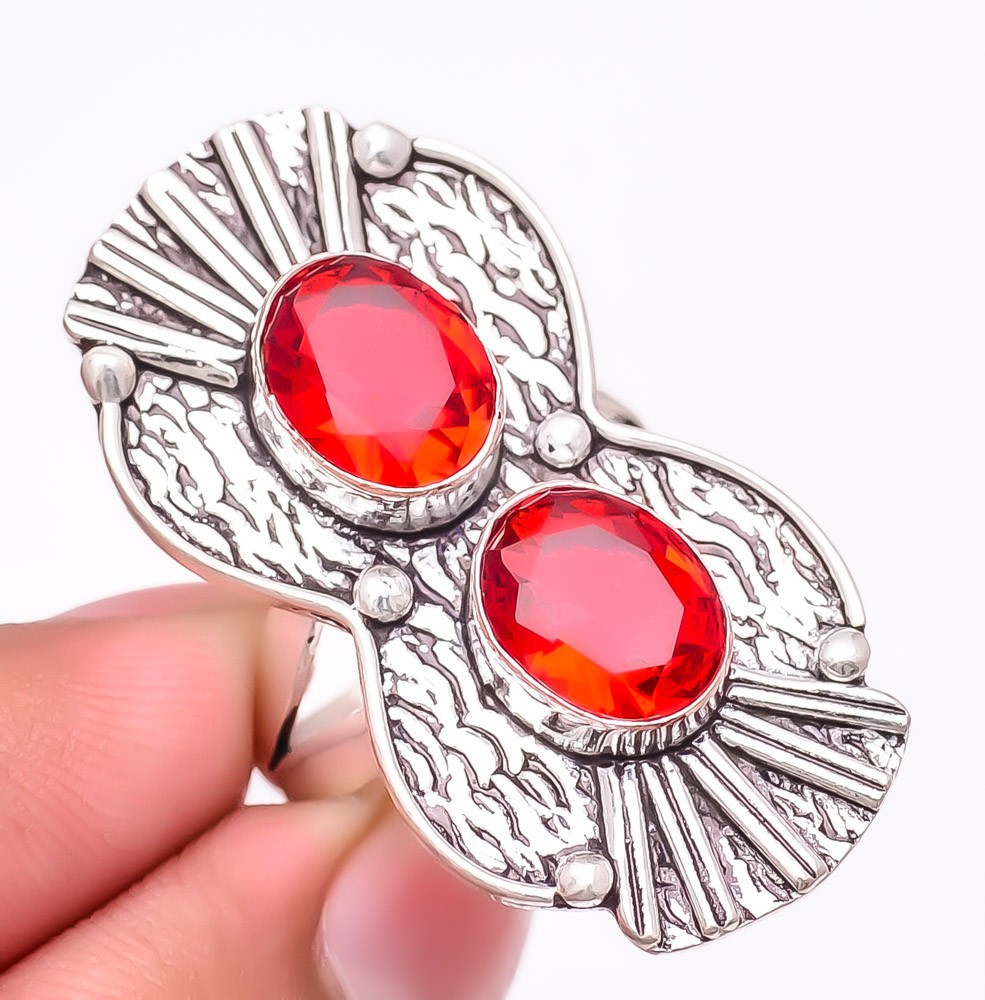 Mozambique Garnet Gemstone 925 Silver Plated Jewelry Ring s.8.5 T2778