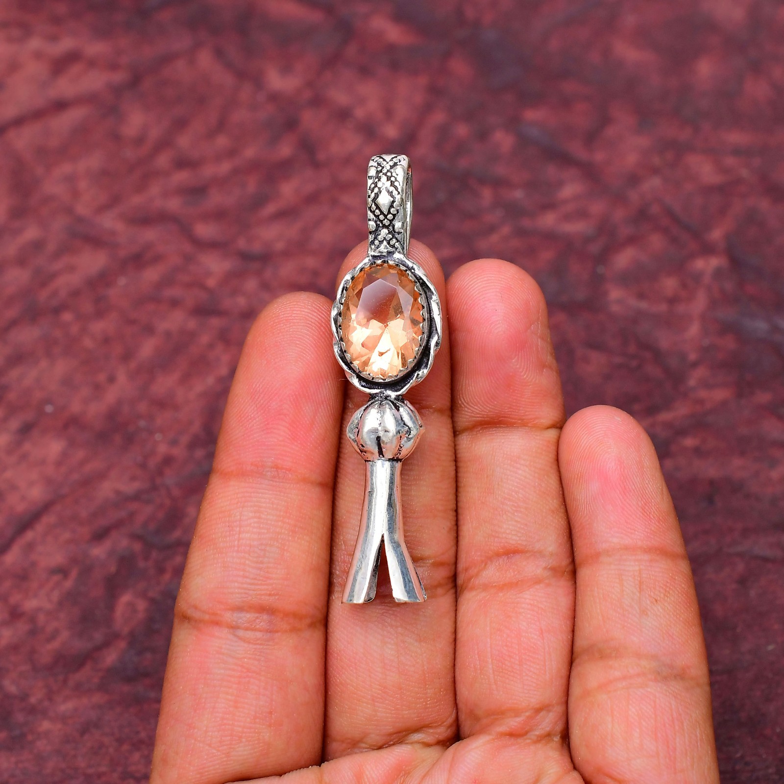 Morganite Gemstone 925 Sterling Silver Pendant Approx -2.12″