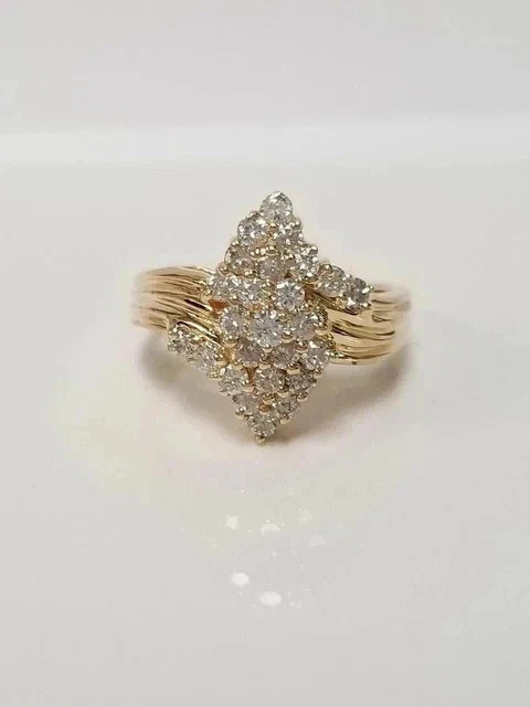 2Ct Round Cut Simulated Diamond 14K Yellow Gold Plated Cluster Engagement Ring