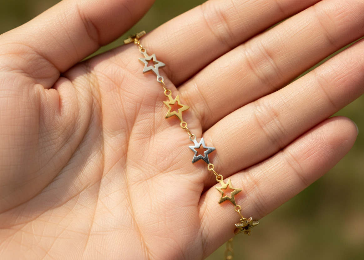 Elegant Gold Color Star Anklet 18K Gold Plated Designer Anklet Handmade Jewelry