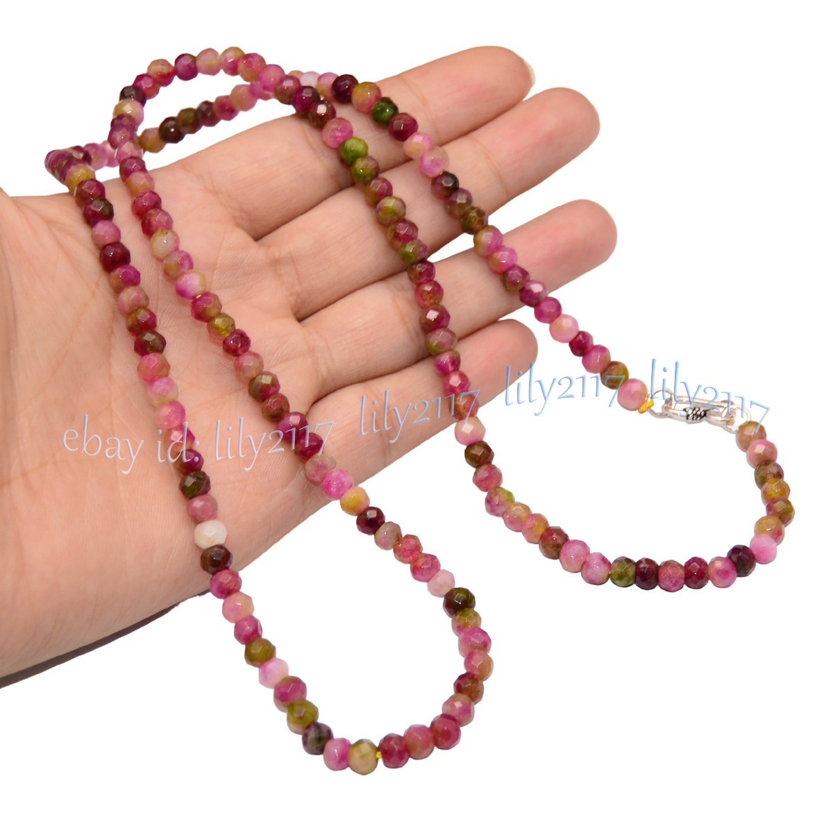 Faceted Natural 4x6mm Multicolor Kunzite Gemstone Rondelle Beads Necklace 14-36″