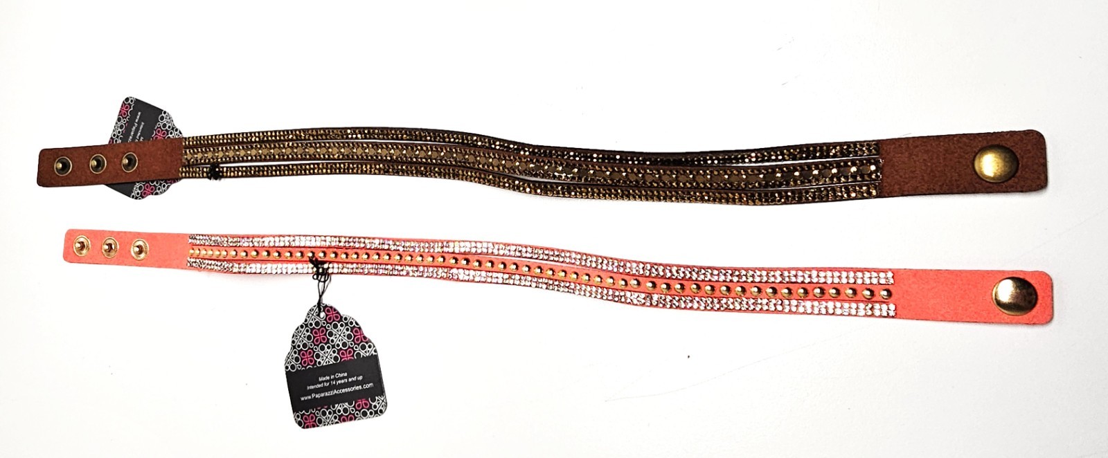 Lot of 11 Mixed Sparkle Snap Wrap Cuff Style Bracelets -NEW- SB3