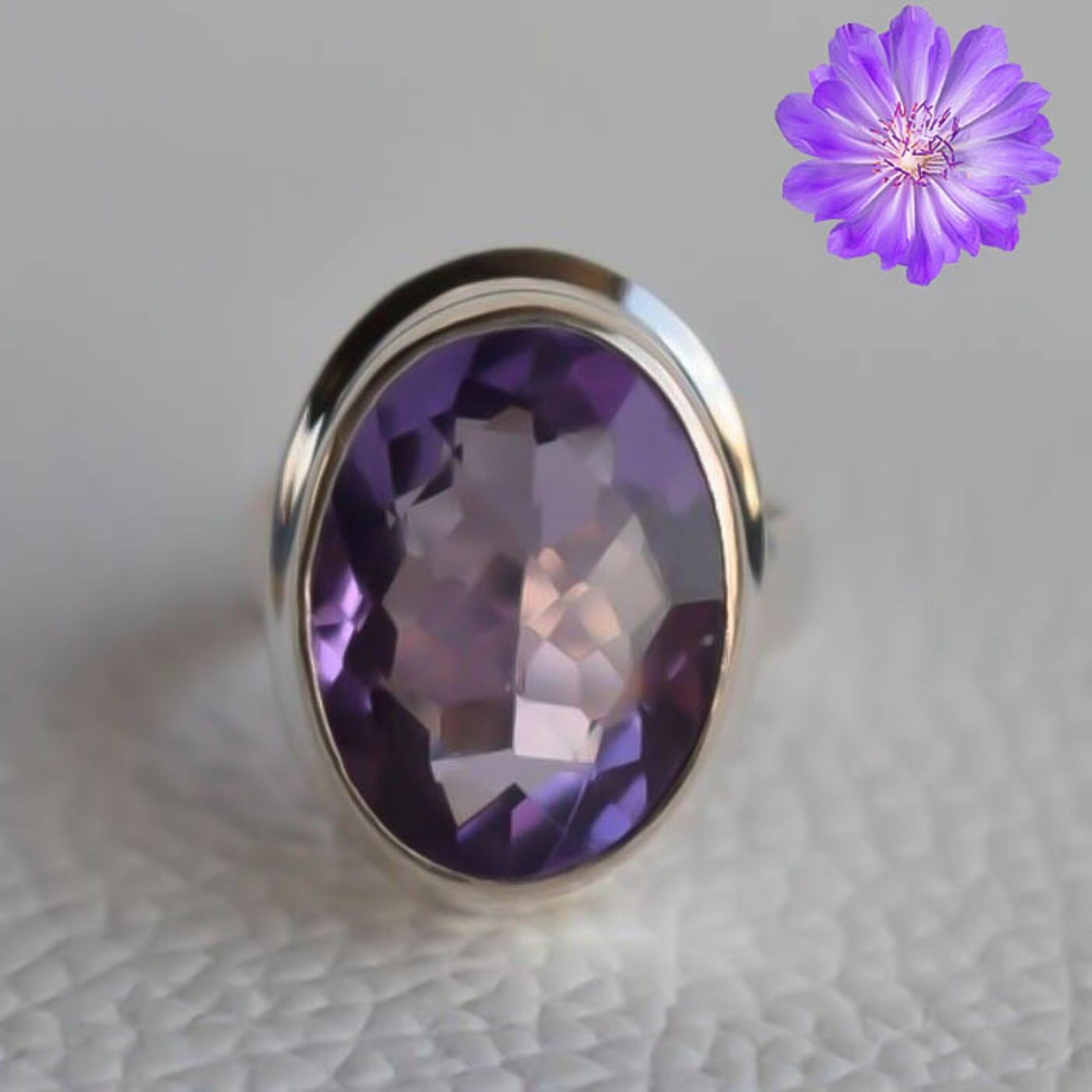 Amethyst Gemstone Round 925 Sterling Silver Handmade Jewelry Ring Gift For