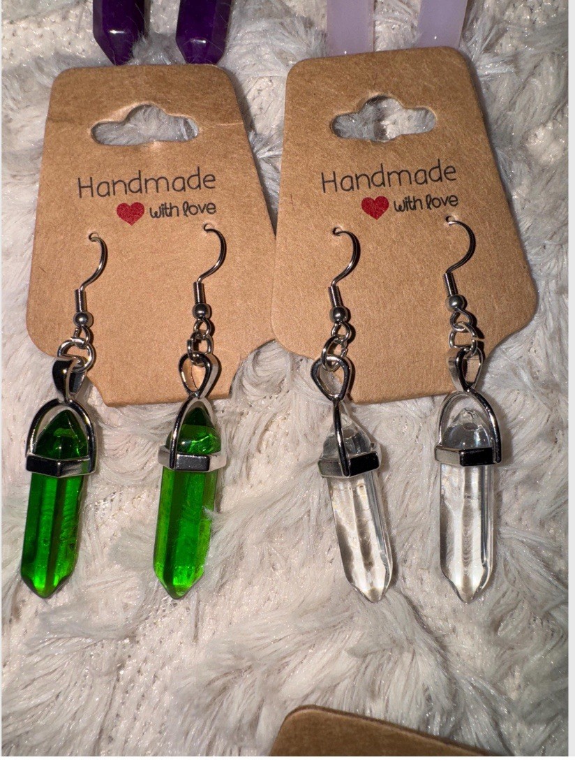 Crystal Earrings Various Colors Clear, Ruby, Jade Bohemian Fashion Jewel