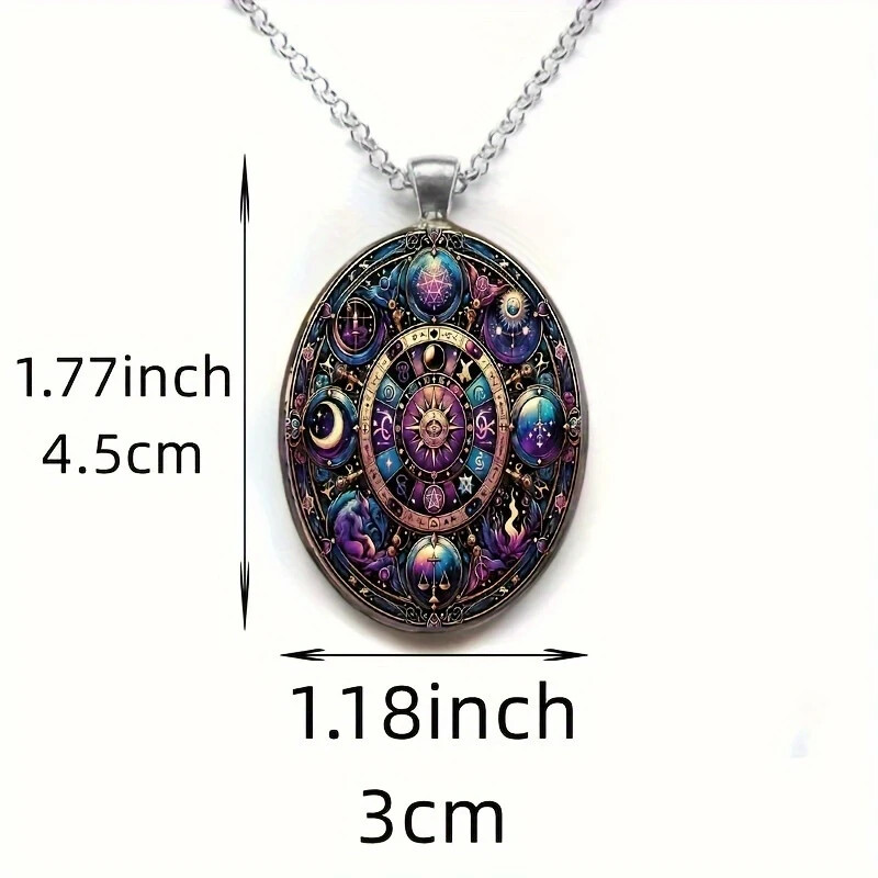 1 Piece Stylish Elegant Constellation Oval Glass Necklace Romantic Gift Jewelry