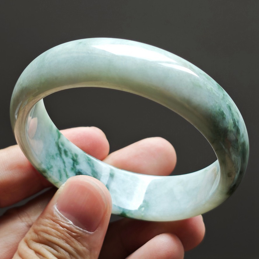 59mm Certification Grade A Green Burma Natural Jadeite Jade Bracelet Bangle 8647