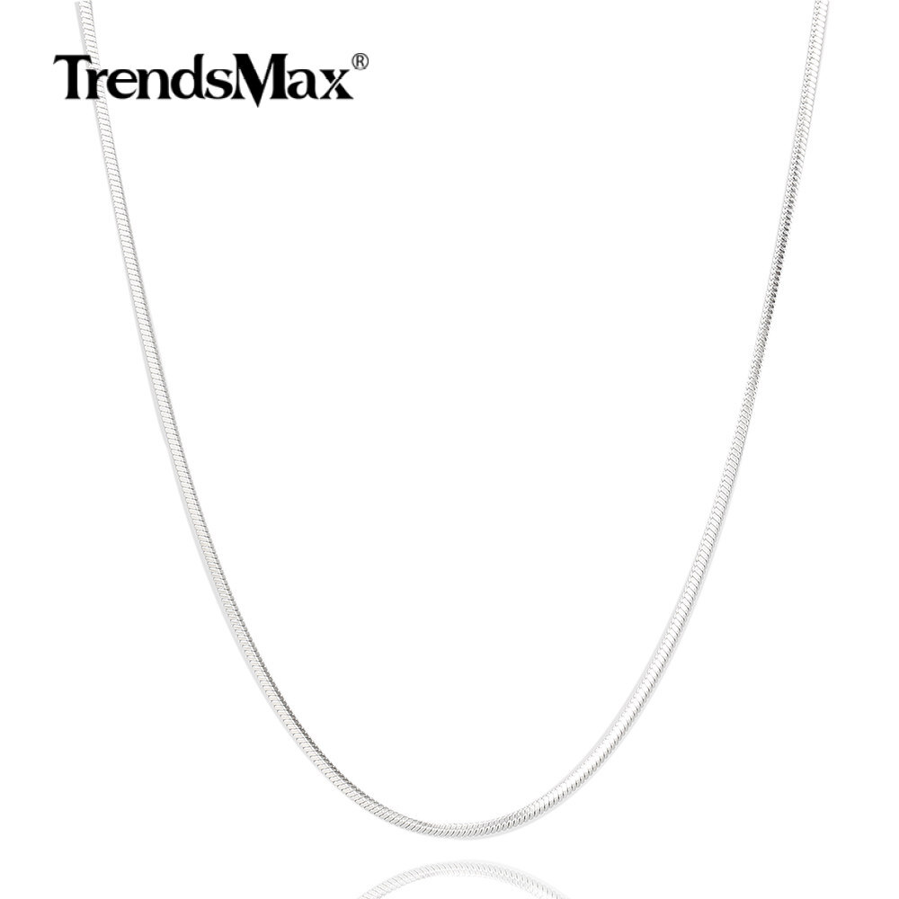 0.9-2mm Silver Solid Stainless Steel Square Snake Chain Necklace Women Men Link