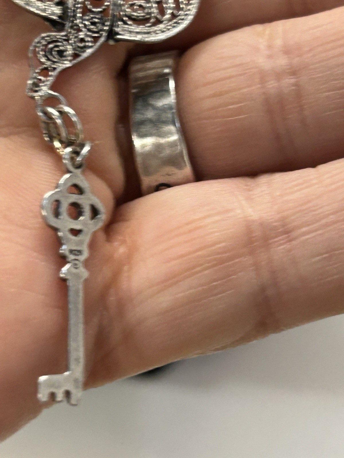 Sterling Silver beautiful and delicate bird with key necklace