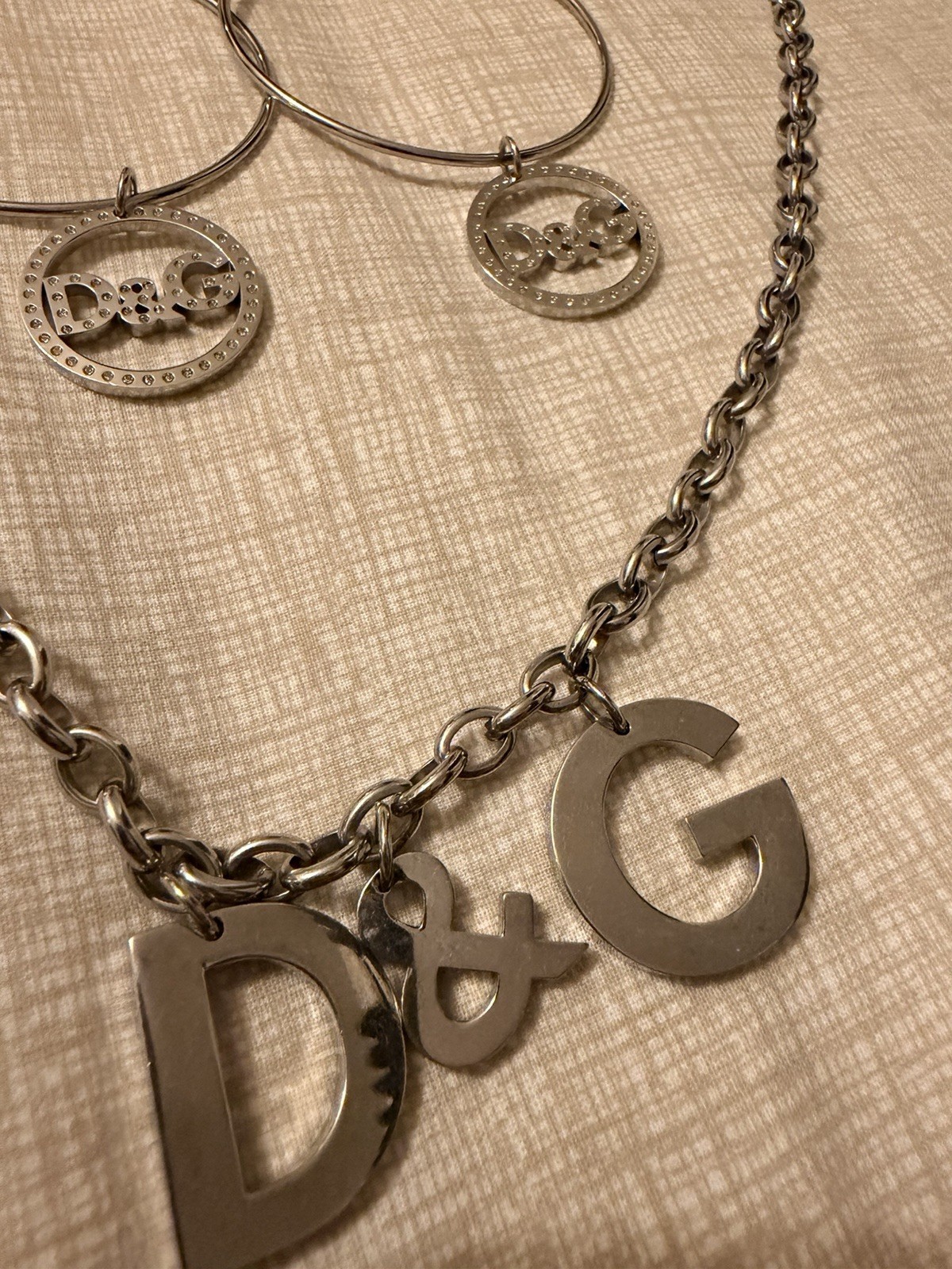 Dolce & Gabbana Silver Necklace & Earrings Combo – Worn Once Excellent Condition