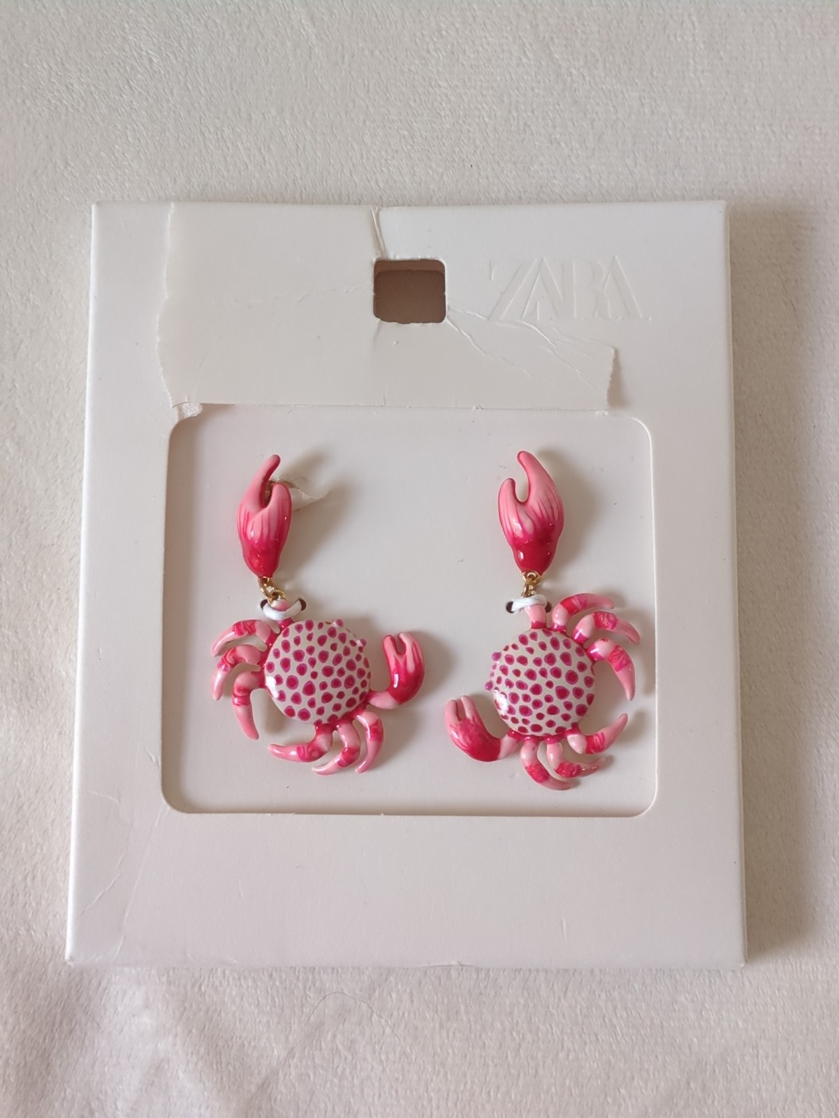 New, Damaged Package ZARA PINK CRAB EARRINGS 1856/052/620
