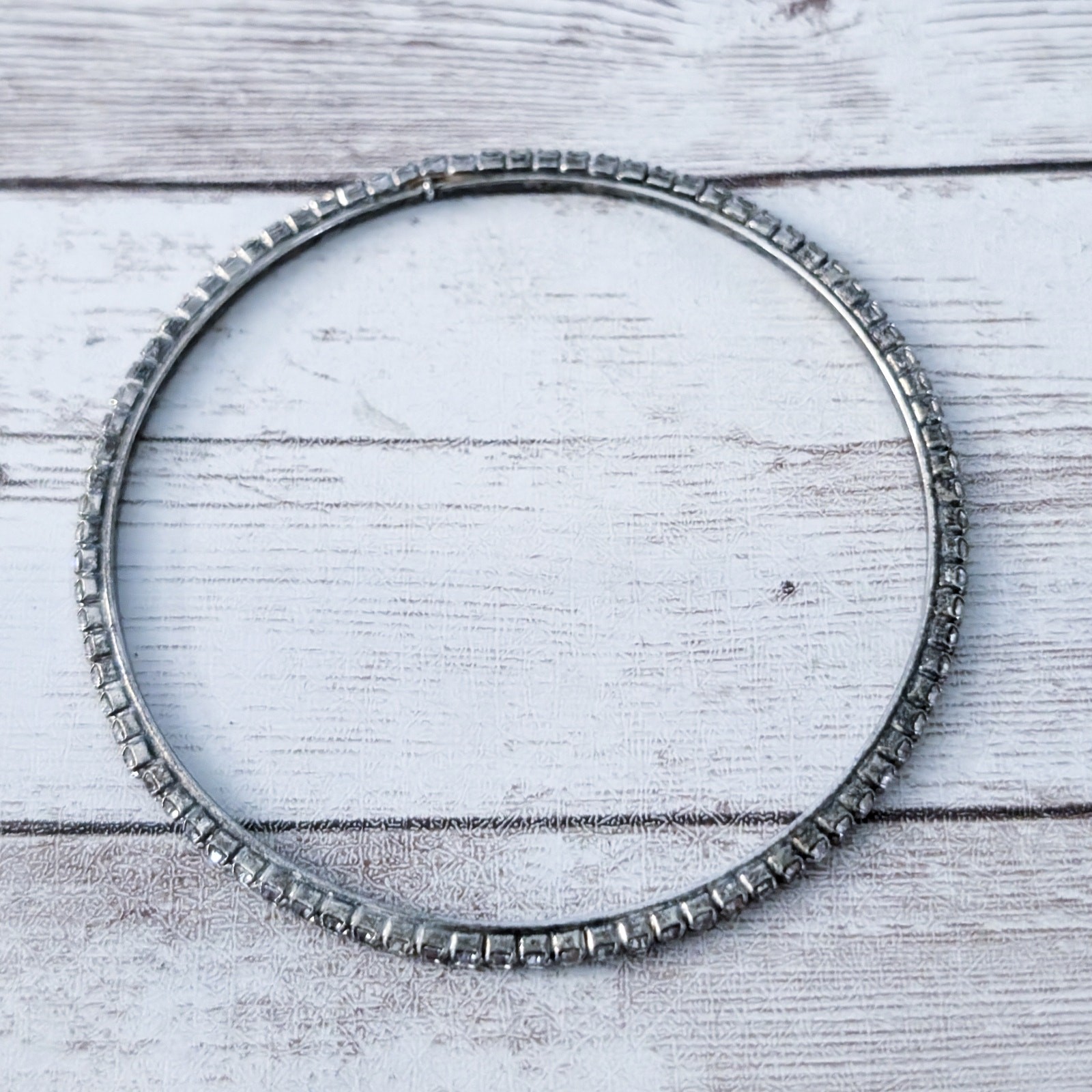 Clear Gem Bangle Bracelet – Tarnished Metal