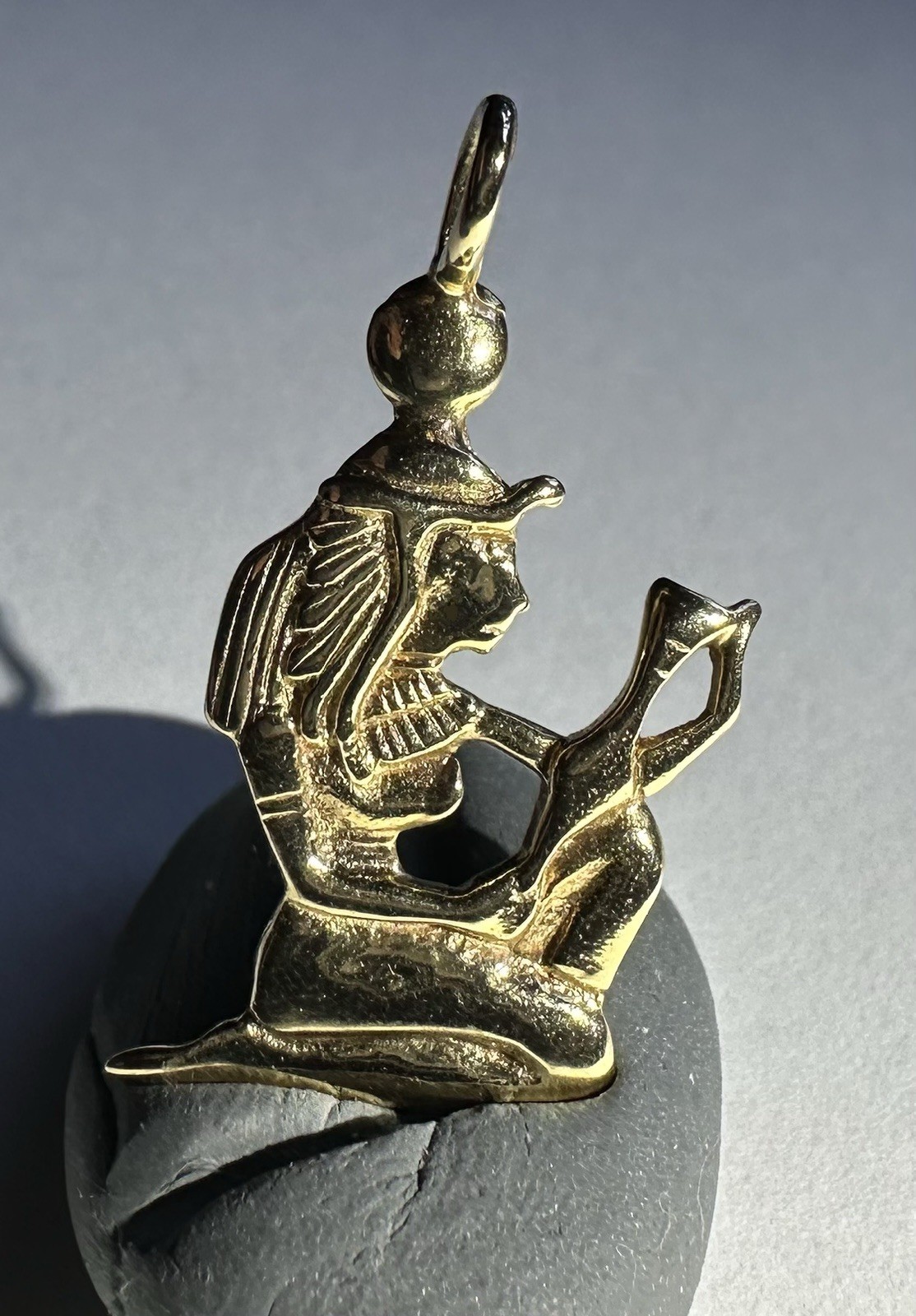 14k Gold Egyptian Woman Charm Pendant 40s 50s Era
