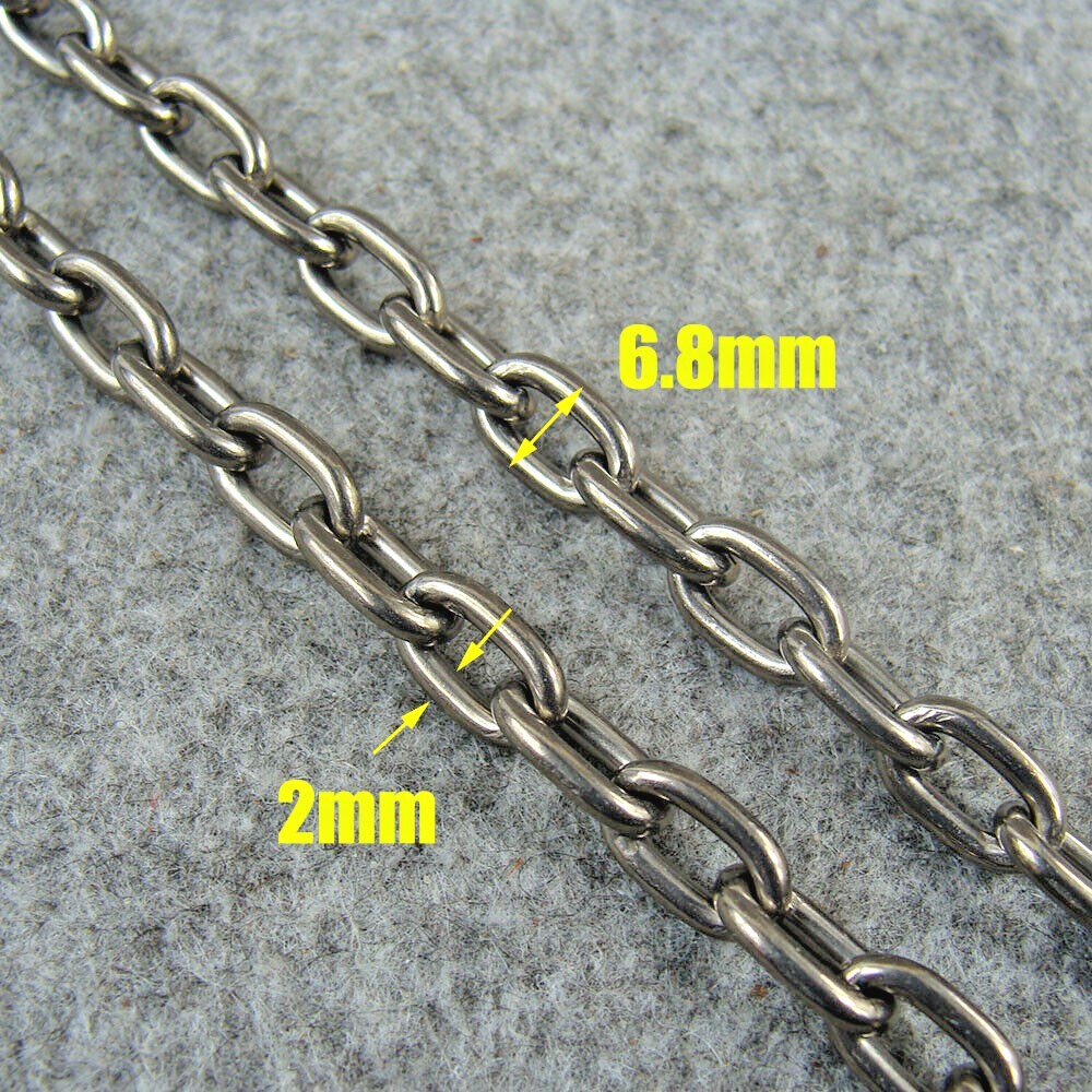 Pure Titanium Necklace Anti-allergy Necklace 6.8mm Wide Ti O Shaped Chain Gifts