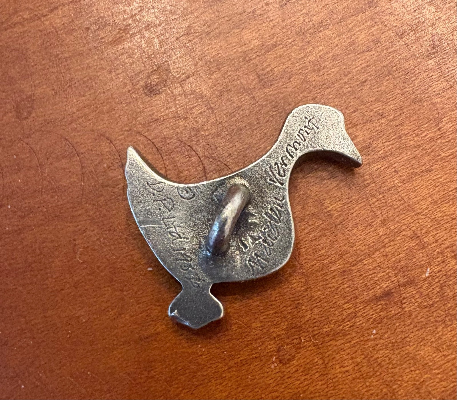 Vintage Pewter Duck Pendant 0.75″ Maiden Vermont Signed DP Ltd 1986 Danforth